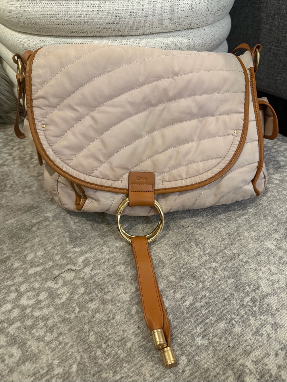 Chloe Light Pink Quilted Diaper Bag